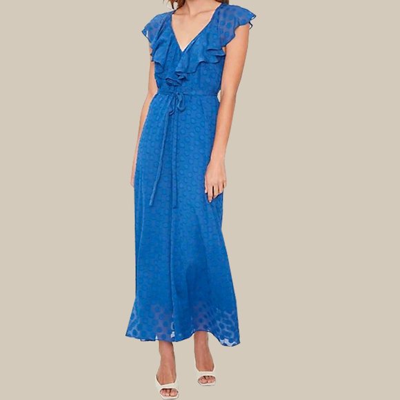 Cooper Street Blue Liberty Manhattan Frill Wide Leg Polka Dot Jumpsuit - Picture 1 of 9